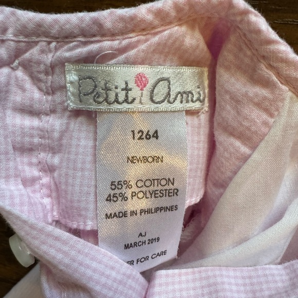 Girls Petit Ami Smocked Pink Flowers Pearls Party Portrait Church Dress Newborn - Picture 4 of 5